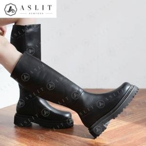 [애슬릿] 라운드 여성 슬림 핏 지퍼 통굽 롱 부츠
