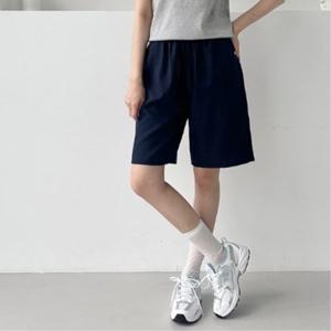 여성용 민무늬 고무줄 인견나일론 5부팬츠