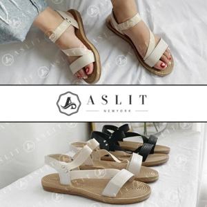 [애슬릿] 발 편한 밴드 사선 스트랩 플랫 샌들
