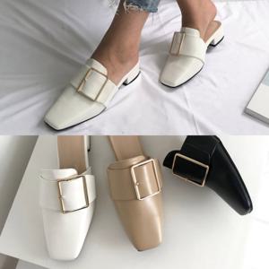 [애슬릿] 빅 버클 스퀘어 여성 블로퍼 단화 4cm