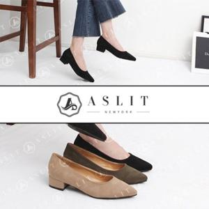 [애슬릿] 발편한 스틸레토 스웨이드 로우힐 3cm