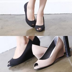 [애슬릿] 누박 토오픈 웨지 펌프스 미들힐 6cm