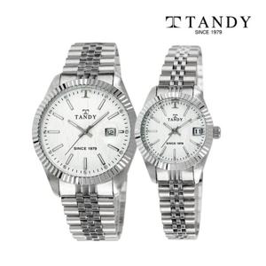 [TANDY] 탠디 럭셔리 메탈 손목시계(오스트리아 스톤 식입)T-3921 빈티지화이트 남여세트