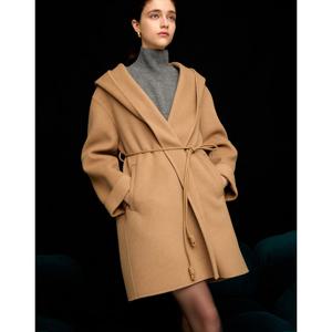 질스튜어트 뉴욕 여성 24FW 스테디셀러 카멜 단색 울캐시미어혼방 하프코트 WJCO4D230CM
