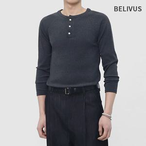 [빌리버스]빌리버스 남성 골지 긴팔 무지 헨리넥 티셔츠 BVC009