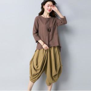 F6012-7012 언발블라우스 항아리바지 배기 할렘바지 여름블라우스
