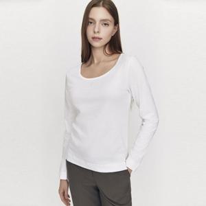 [지오다노] 여성 스쿱넥 솔리드 긴팔 티셔츠 325901