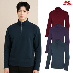 [콜핑] 남성 부드러운 기모 기본 등산 긴팔 반집업 티셔츠 KSC043UT1M