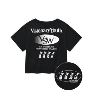 [비전스트릿웨어]VSW Crop Cat T-Shirts Black_VS2302STW2BK