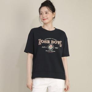 애비뉴투지 엄마옷 탄탄한 이중지 로고 단색 봄 가을 5부 반팔 티셔츠 A09516
