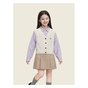 [빈폴키즈]여아 면 케이블 오픈형 베스트  아이보리 (BI5851G010