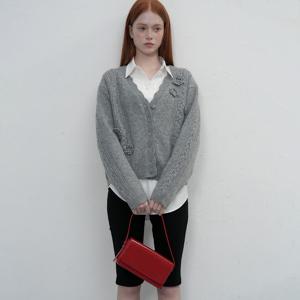 WOMAN 플라워 스캘럽 가디건 [GREY] / WBE3L04510