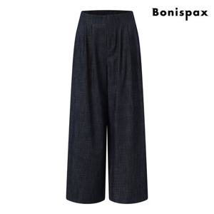 [보니스팍스(여성의류)]데님 와이드 핀턱 롱 팬츠  XP3TA008L0