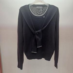 Destijl HC06 짧은 깔끔하고 부드러운 타이배색 바비숄 라운드 긴팔 니트티 D2533sw01N