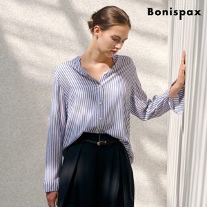 [보니스팍스(여성의류)]브이넥 스트라이프 셔츠 (XP3BA024L0)