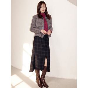 [베스띠벨리]그레이프린트 슬릿 체크 A라인 스커트 BHSAX2324