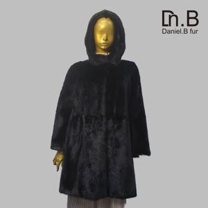 [디앤비퍼]  모피 밍크 후드 휘메일 롱 코트(DF1434COBKFR)