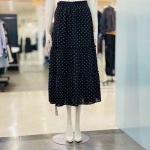 [클리지]밴딩 캉캉 셔링 도트 프린트 롱 플레어 스커트 CP6WSK06