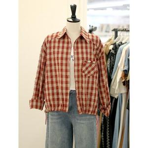 메종블랑쉬 세이브존03 바닐라 스트링 체크 셔츠 블라우스 AGM253JSH811A