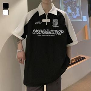 여름 남자 스트릿 배색 카라 반집업 반팔 티셔츠 DMS-TSH-SBM032