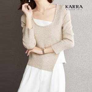 [카라]KARRA 레이어배색슬릿니트_A3F0994