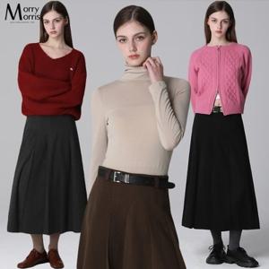 [더블유쇼핑][모리모리스(Morry Morris)] 모직 플리츠 롱 스커트
