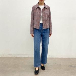 [신상오픈런]KDJ4F06이보로 카라 재킷 검정 면 여성 스프링 레드