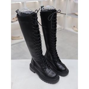 [코디엘루]라운드 레이스업 워커 캐주얼 롱부츠 6cm SPCD500047