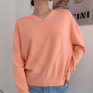 [다잇템][다잇템] 여자 엷은 비스코스 V넥 봄상의 컬러웨이 니트
