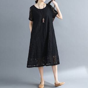 [나야홍]빅사이즈 406 플라워레이스반팔원피스 DNTR107
