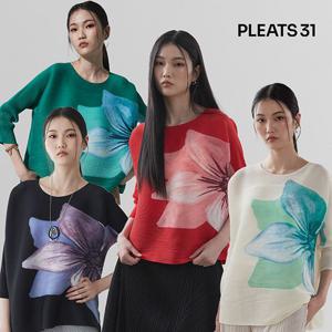 [플리츠31]빅 플라워 플리츠 블라우스
