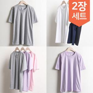 [아이우먼]2장set 빅사이즈여성의류 30수 라운드 반팔티셔츠 1+ 1