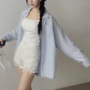 [라이니]시스루 린넨 오버핏 긴팔 셔츠 남방 ou-4151c