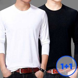 [텐제로]1+ 1세트 순면 100 코마사 무지 긴팔티 면티셔츠 남녀 이너티 KOFM2TL