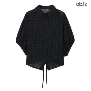 [ab.f.z] 펀칭 레이스 진주 버튼 반팔 블라우스  (AFZ3MB40A)