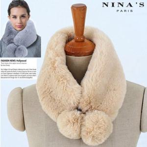 [니나스파리]페이크퍼 방울장식 인조렉스머플러(5FW136)
