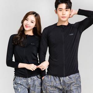 이라인 그레이로고 집업 래쉬가드