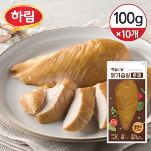 [냉동] 하림이닭 촉촉함이 살아있는 닭가슴살 훈제 100g×10개