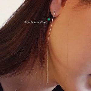 [블레어케이][STUDIO JEWEL] 레인 비드 실버 체인 롱귀걸이