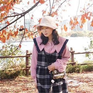 [앞머리]프릴배색 빅카라 오버핏 블라우스n1115