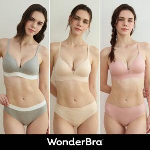 [Wonderbra] 볼륨 스포츠 아웃밴드 노와이어 브라팬티 6종세트 택 1