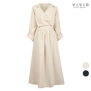 [비비드시크릿가너]VIVID 여성 셔링밴딩 7부소매 원피스