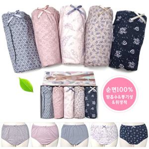 [제이코튼]물랑루즈 여성 면 100 모닝 맥시팬티 5매입세트