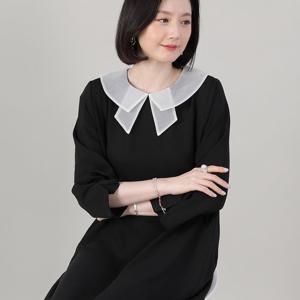 애비뉴투지 엄마옷 촬영 노방 리본 카라 긴팔 롱 원피스 O10209
