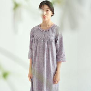 [메이플라워]핑크블러썸 7부 순면 여성 빅사이즈 원피스 잠옷