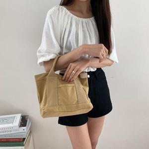 룩앳걸 캔버스 미니 스퀘어 토트 텀블러 에코백
