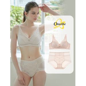 [오모떼] 프리미엄 수피마 코튼 풀커버 레이스 브라 팬티 2종 세트/아이보리