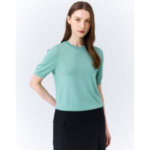 헤지스 여성 24SS 클리어런스그린 FINE WOOL 라운드넥 반팔 스웨터 HSSW4BC13E2