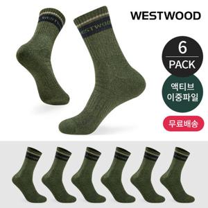 웨스트우드 남성 쿠션 탑링글 컬러배색 등산 중장목양말 6P_DN