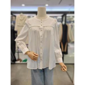 르샵 세이브존03 셔링 라운드넥 버튼 블라우스 SAVLC12BL40011